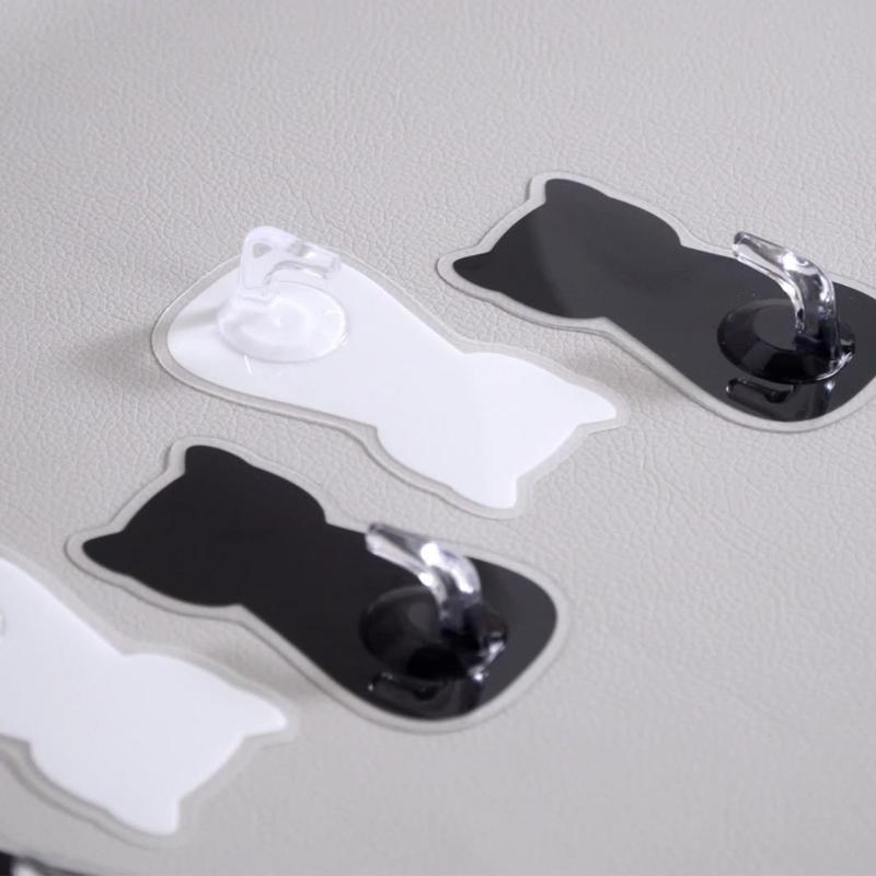 4pcs Waterproof Adhesive Hook for Bathroom Kitchen Cute Cats Door Hanger Holder Clothes Towel Racks Wall Decoration