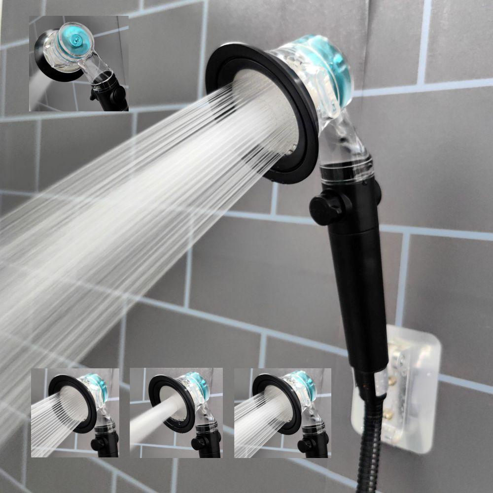 Luxus-Design 3 Modi Turbo-Ventilator Duschkopf Hochdruck Wassersparend Sprühkopf Verstellbar Duschkopf Filter Badezimmer Zubehör