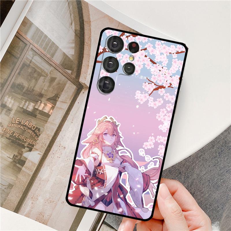 Genshin Impact Yae Miko Phone Case For Samsung Galaxy S24 Ultra S9 S10 S20 S21 S22 S23 Plus S24 FE S25 Ultra Cover