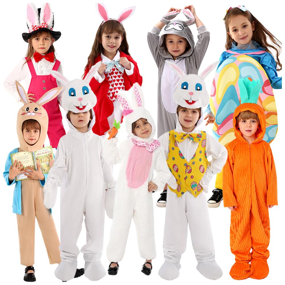 Easter Bunny Costume Adorable Carrot Plush Jumpsuit Winter Festival Stage Performance Attire Halloween Christmas Clothes Set