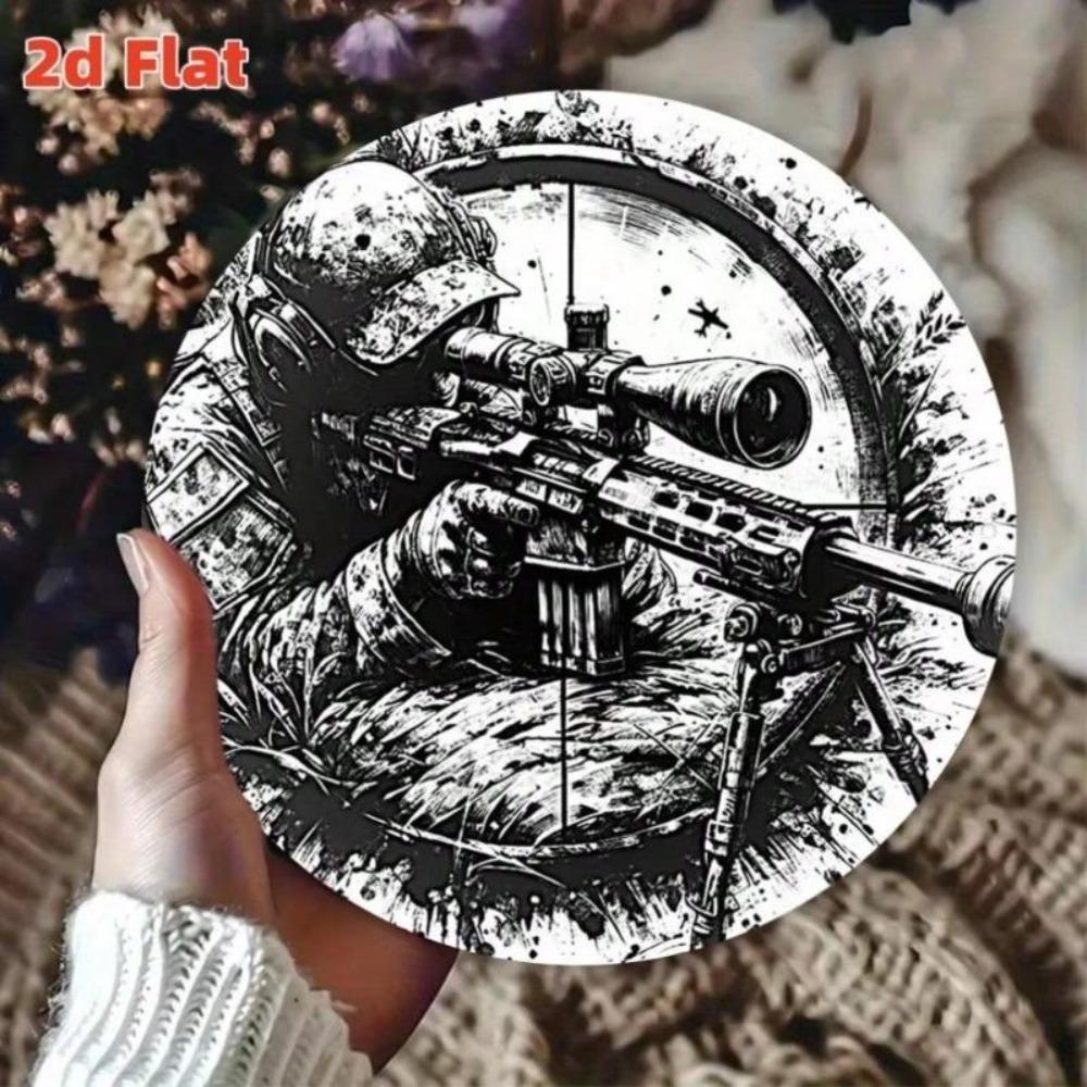 Tactical Metal Sign Sniper Combat Round Wall Art For Shooting Club