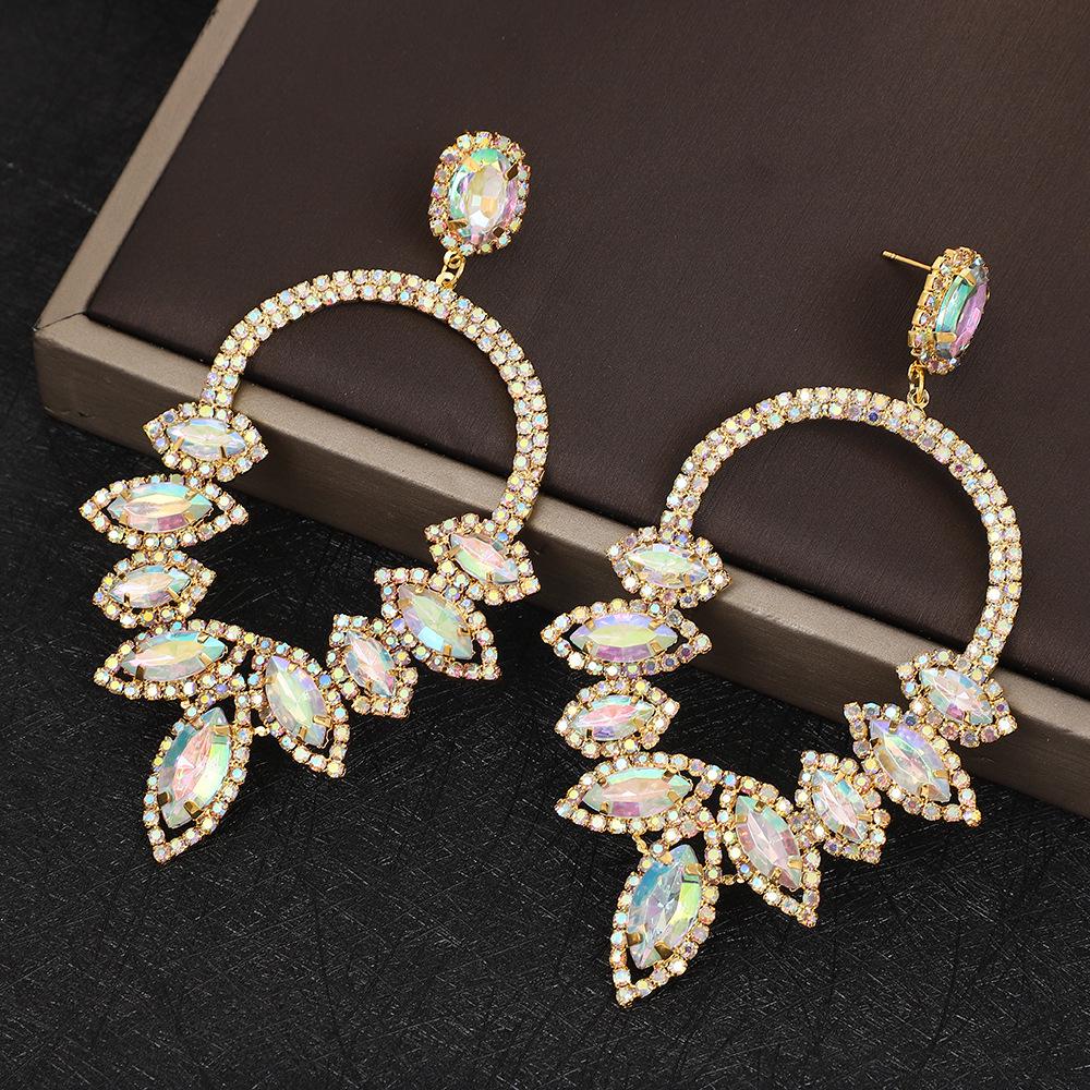 Luxurious Rhinestone Earrings: European & American Fashion, Colorful & Shiny Jewelry for Women
