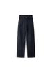 Plus Size Women's Black Fleece-Lined Denim Pants - High-Waisted, Loose, Slimming Straight Leg for Autumn/Winter