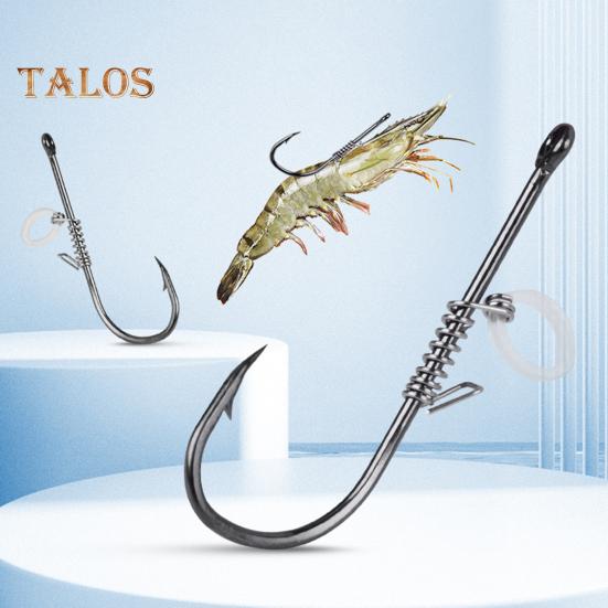 10Pcs Live Shrimp Fixing Hook Heavy Duty Carbon Steel Barbed Fishhook with Hole Freshwater Saltwater Fishing Hook Fishing Accessories
