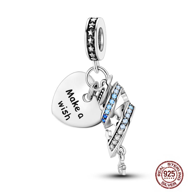 Round Clip Charms Plata Shining Moon Star Char Copper Spacer Clasp Fit Original Bracelet Glow Safety Chain Beads Diy Jewelry