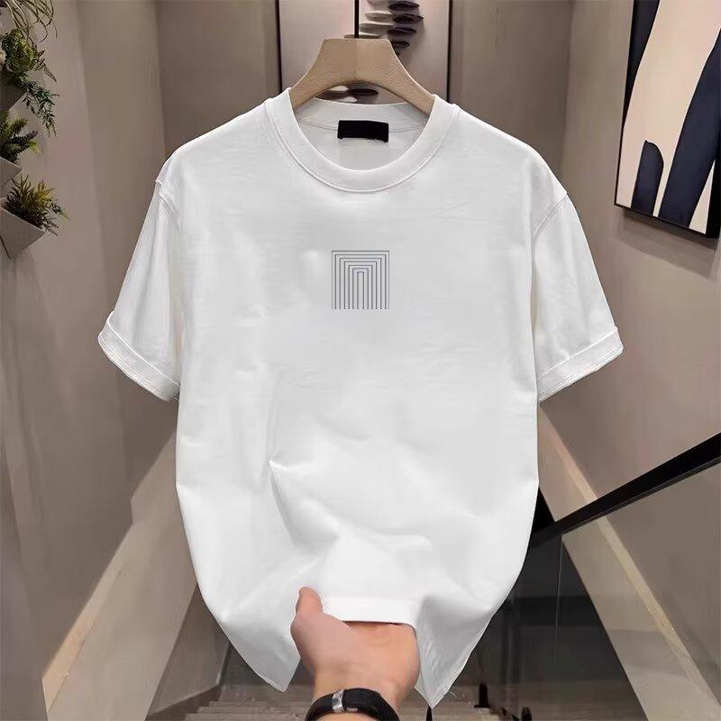 Heavy Trendy Brand Cotton Printed Men'S Short-Sleeved T-Shirt Summer Trend Casual Round Neck T-Shirt