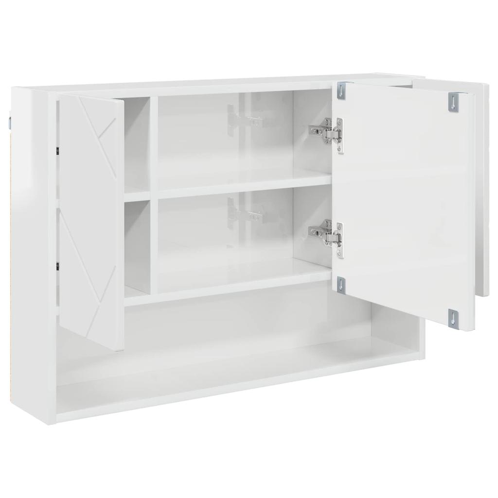 Mirror Cabinet High Gloss White 80 X 17 X 55 Cm Particleboard