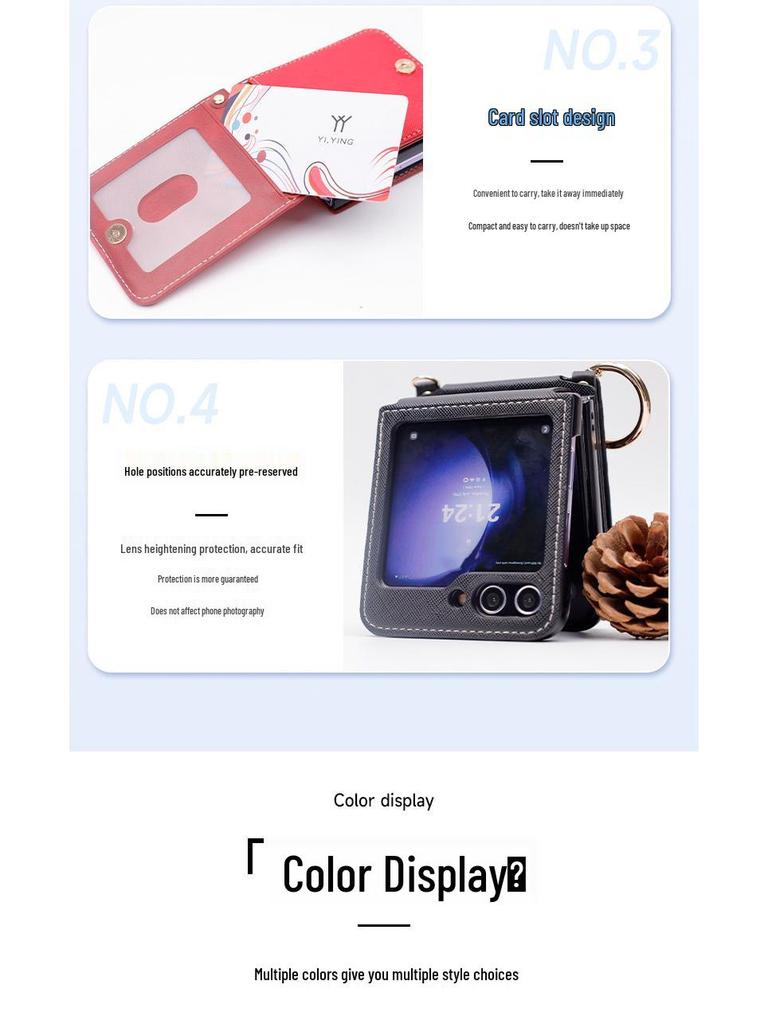 Samsung Z Flip 5 & Huawei Pocket 2 Multi-Functional Crossbody Phone Case with Card Slot