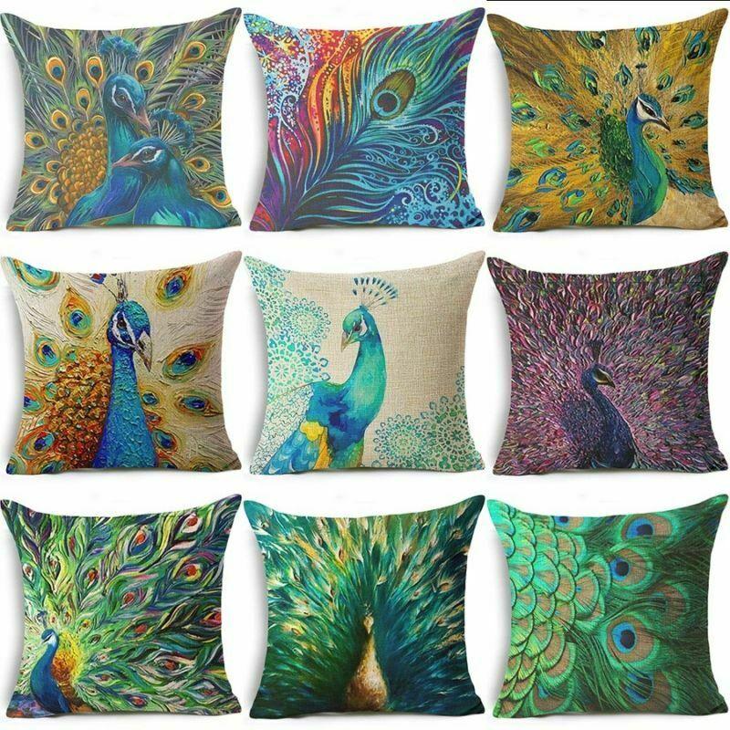 Peacock Feathers Cushion Cover Home Decor Sofa Throw Pillow Case Art 45*45cm Comfortable Pillow Cover Decorative