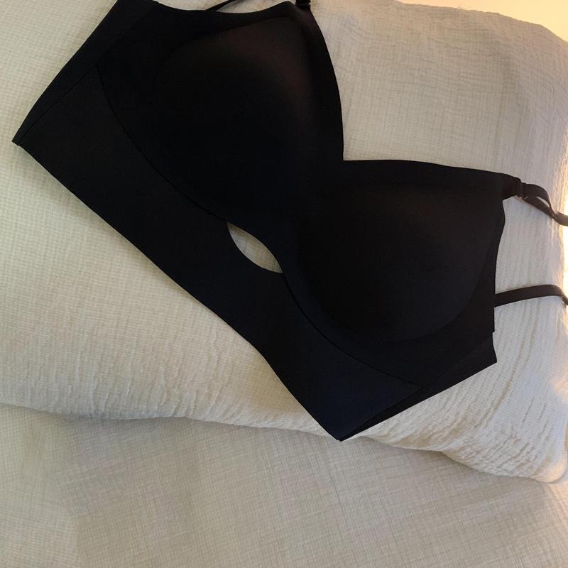 Traceless large backless underwear women's small breasts gather ultra-thin no steel ring fixed chest pad U-shaped comfortable beautiful back bra sprin