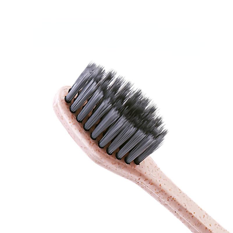 Long Charcoal Medium Soft Bristles Wheat Straw Family Combination 3 Soft Bristles Toothbrush