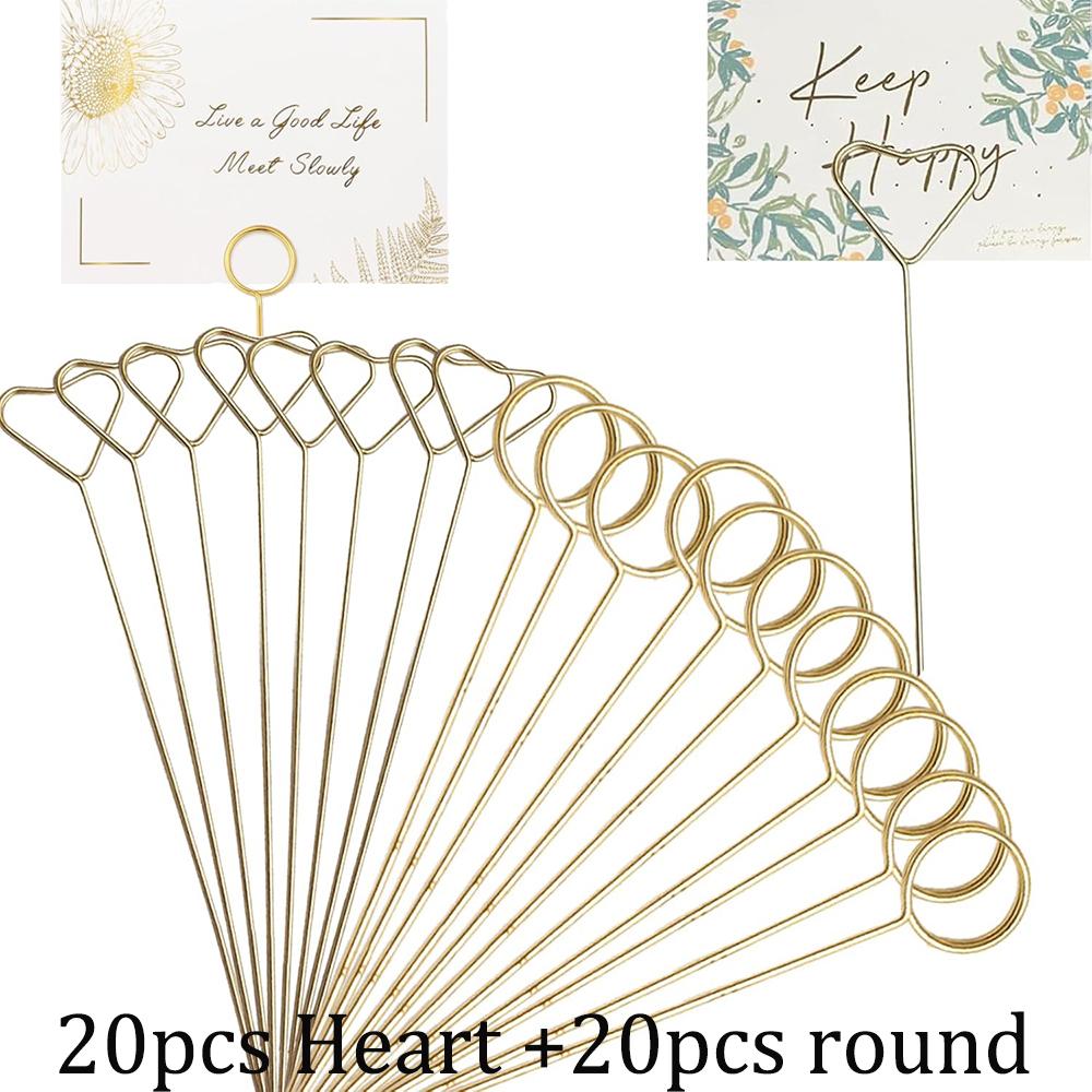 20/40Pcs Floral Card Holder Picks Metal Wire Place Card Holder Picture Holders Photo Stick Clip Floral Picks para festa de casamento