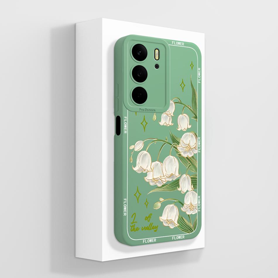 For Realme C75 C75X C73 C71 Case Painted Flowers Soft Liquid Silicone Back Cover For Realme C 75 Full Protection Phone Bumper