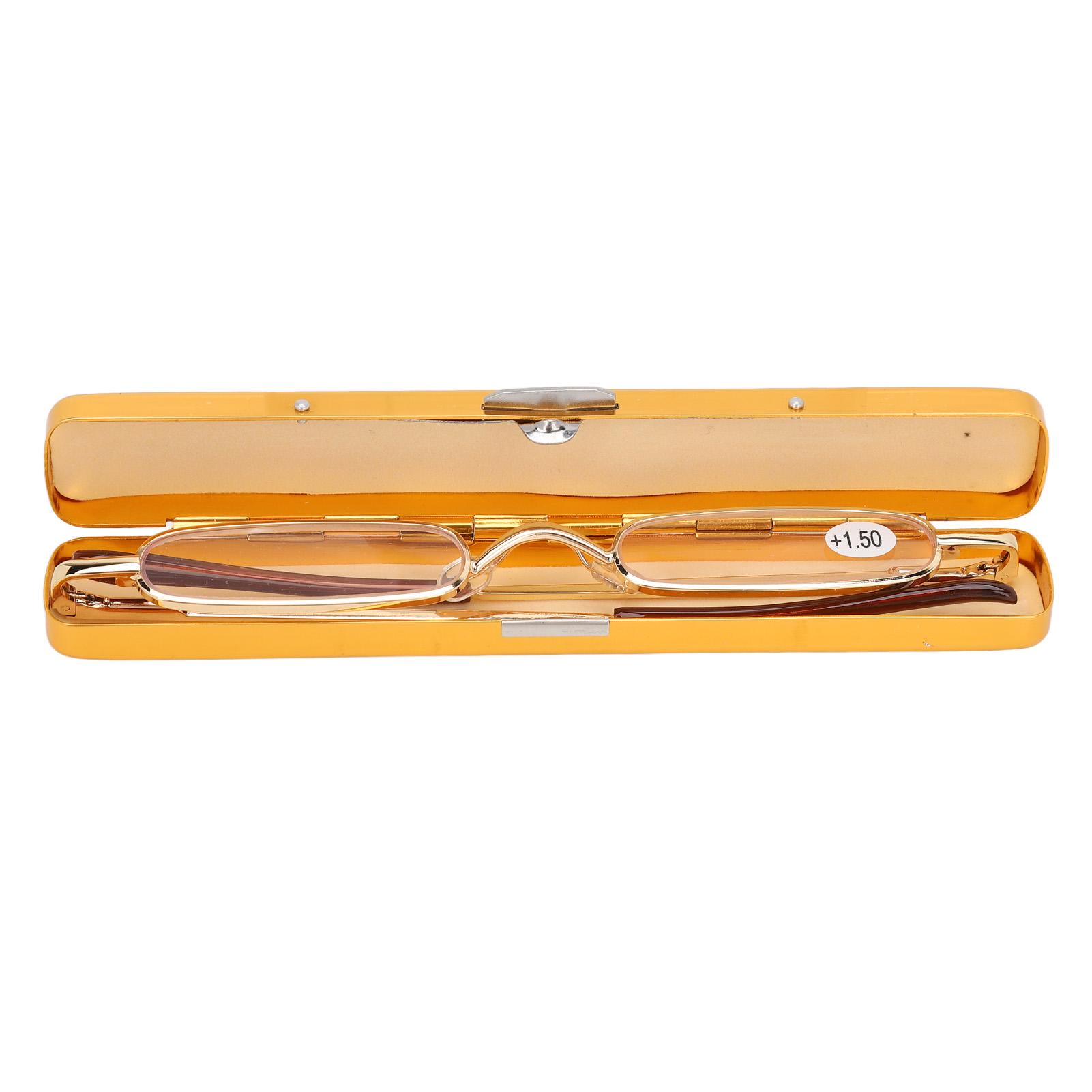 

Тонкие очки для чтения, маленькие портативные очки для чтения из нержавеющей стали и металла HD Mini с футляром