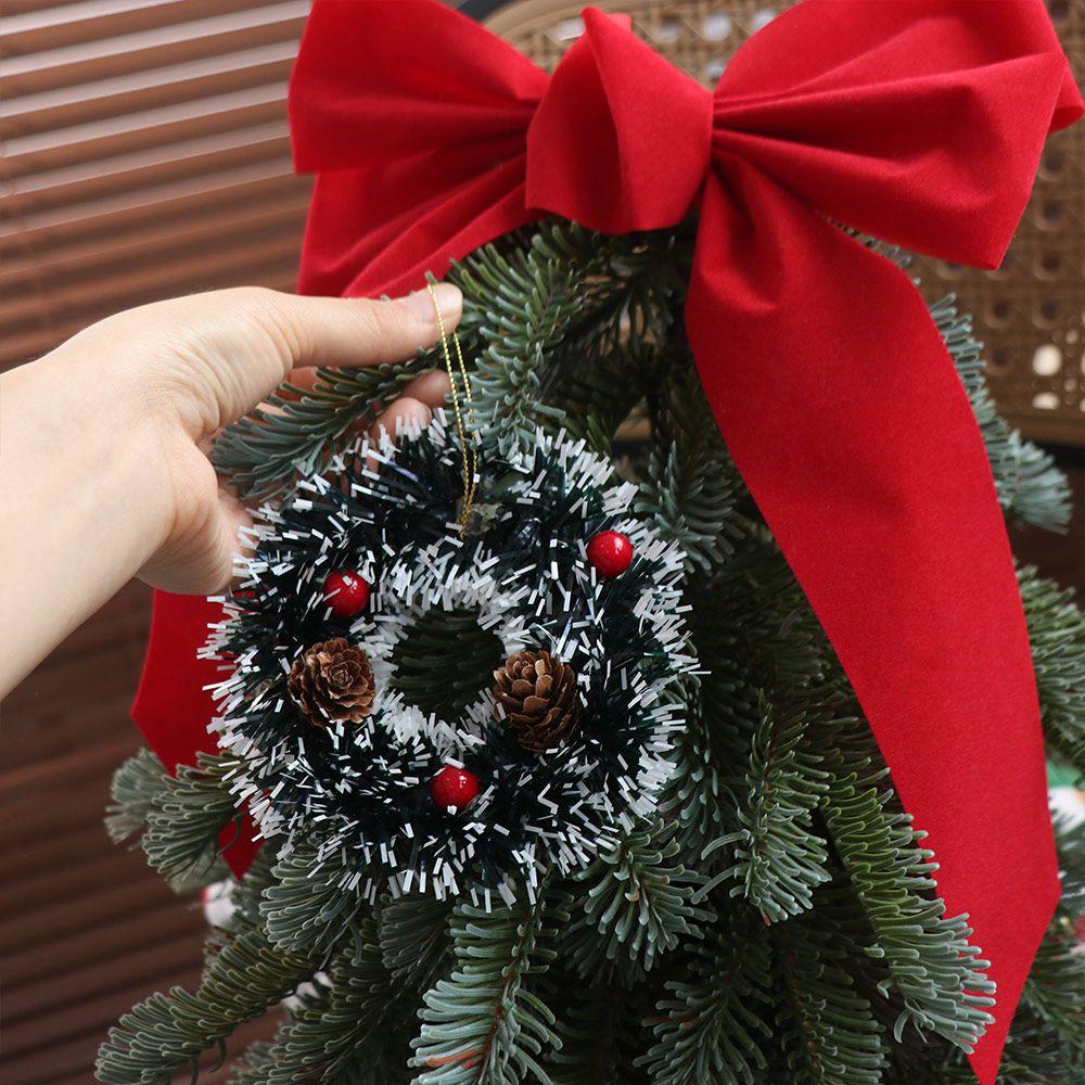 2pcs Artificial Hanging Ornament Exquisite Candle Holder Christmas Wreath Pendant Photography Props