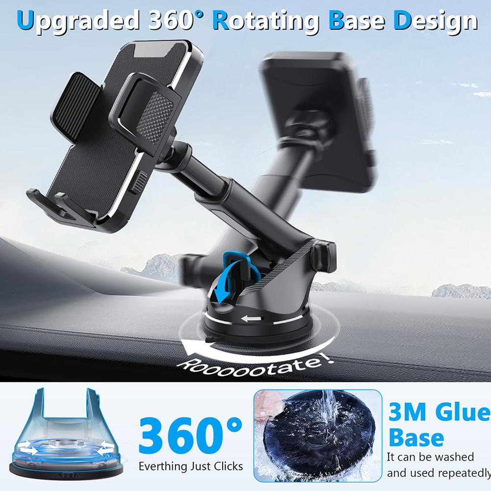 Gravity Sucker Car Phone Holder 360° Rotation Dashboard Mobile Phone Stand Windshield Phone Bracket for Trucks RVs Vehicles