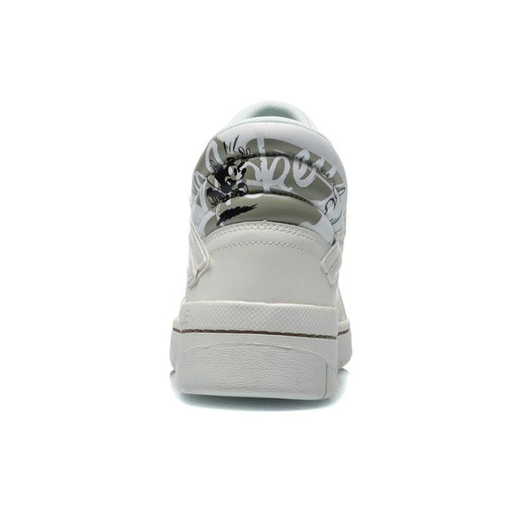 Li Ning Superwave Textile, Synthetic Leather Slip Resistant Abrasion Resistant Mid Top Skateboard Shoes Men's White AGCQ061-1