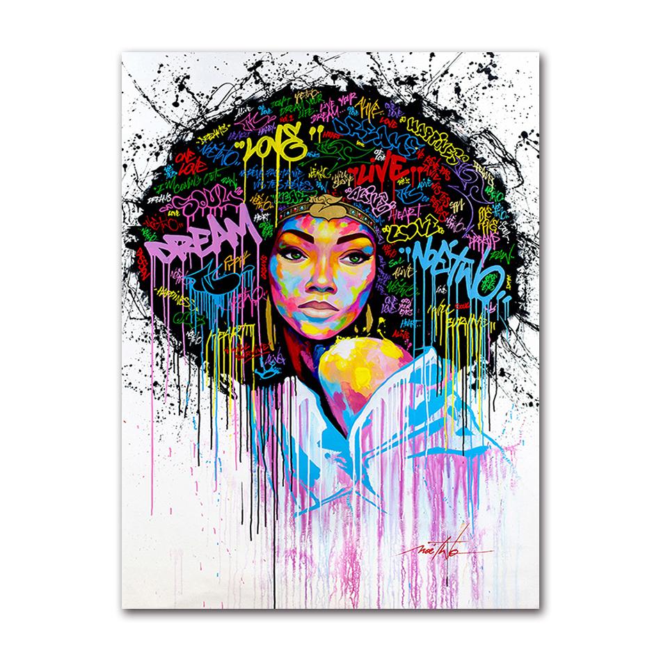 for Living room Home Decor no frame Wall Art Pictures Colorful Charming Girl Canvas Painting Prints Decoration