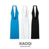 Fashion Style 2024 Summer New Arrival Women's Stylish Silm Ruched Hanging Collar Long Dress 8342341