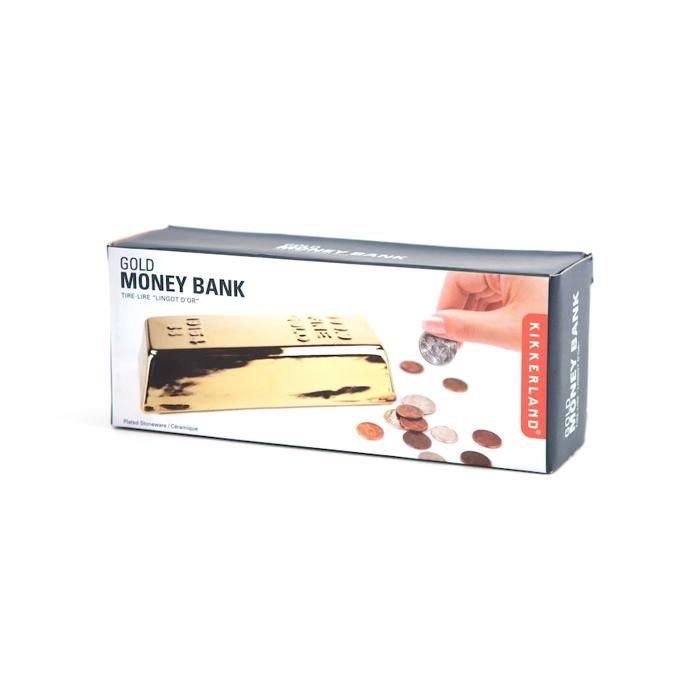 Pokladnička - Kikkerland - KKPB17 - Tvar Zlaté cihly - Hnědá barva - Různé typy