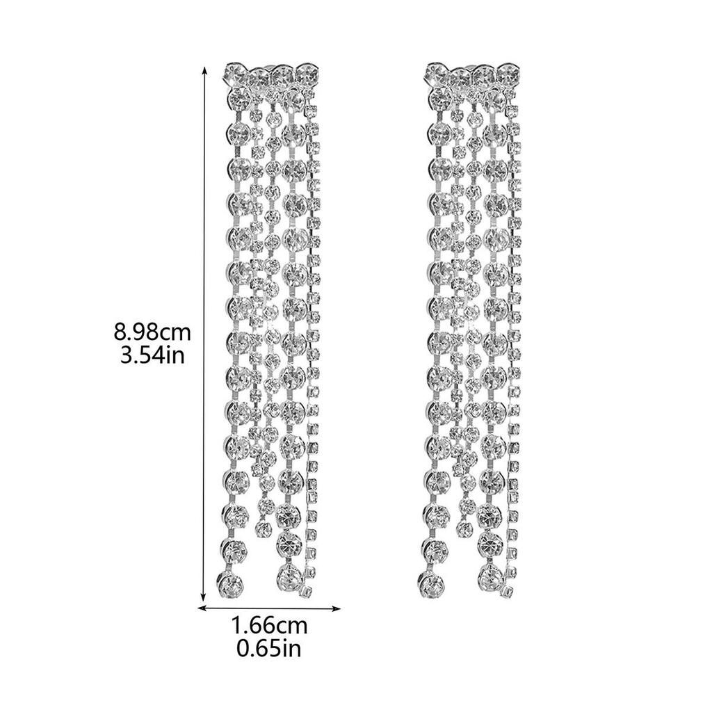 Mochka Luxury Zircon Inlaid Tassel Earrings for Women – Shiny Rhinestone Studs, Trendy Fashion Jewelry
