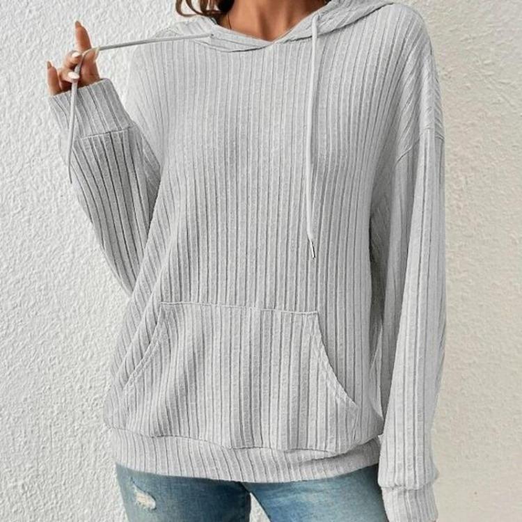 Winter Autumn Casual Hoodie Loose Knitwear Pullover with Kangaroo Pocket