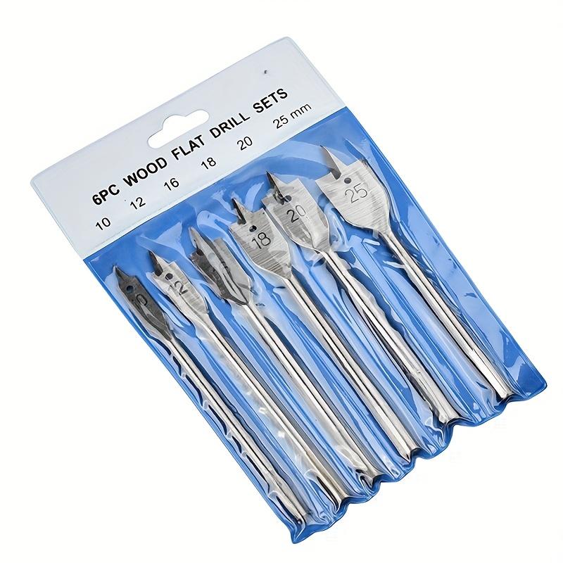 6-pcs Handle Woodworking Drill Bit, Three Pointed Woodworking Flat Drill, Wooden Board Hole Opener 10-25mm Set