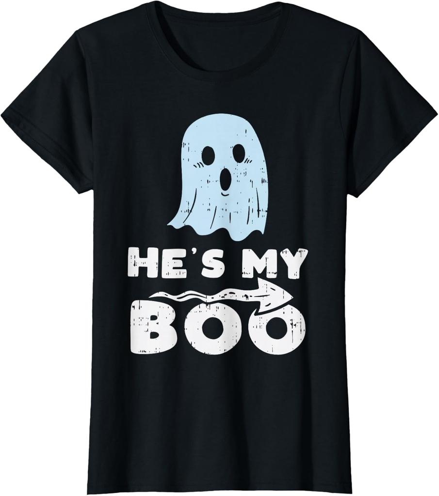 Hesshes My Boo Cute Matching Couple Halloween Tshirt Unisex Unisex Short Sleeve Spooky Season Tops Girlfriend Boyfriend Tshirts