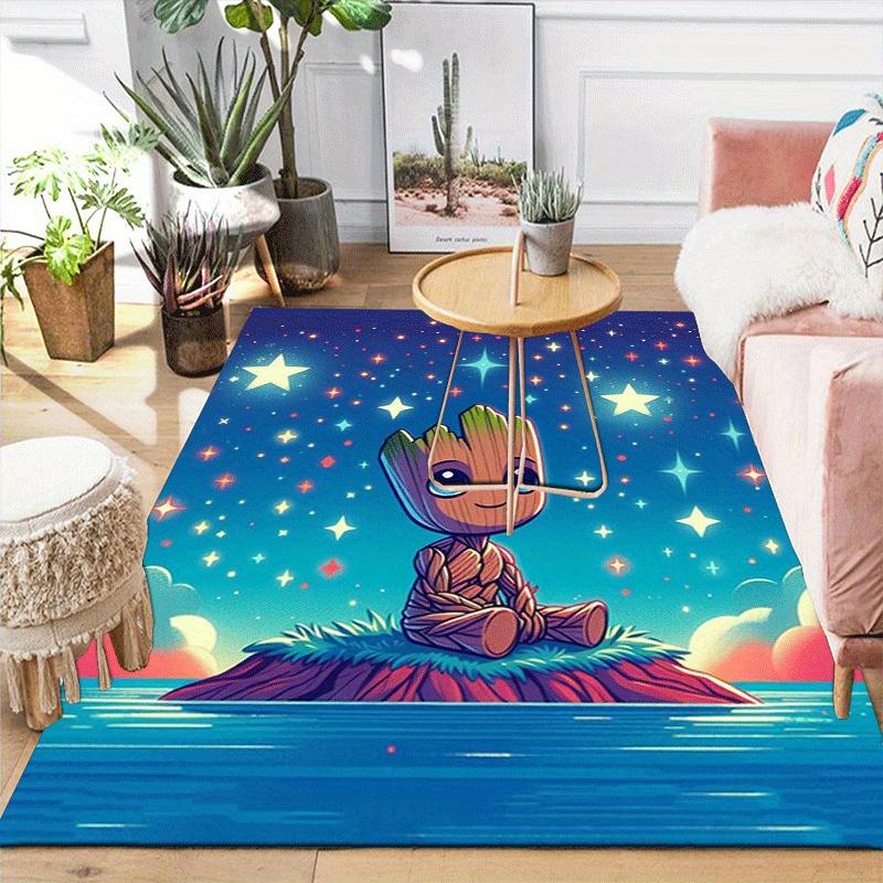 1pc Groot Guardians of The Galaxy Pattern Area Rug Soft Flannel Floor Mat for Living Room,Office,Bedroom and Carpet,Sofa Coffee Table Floor Mat