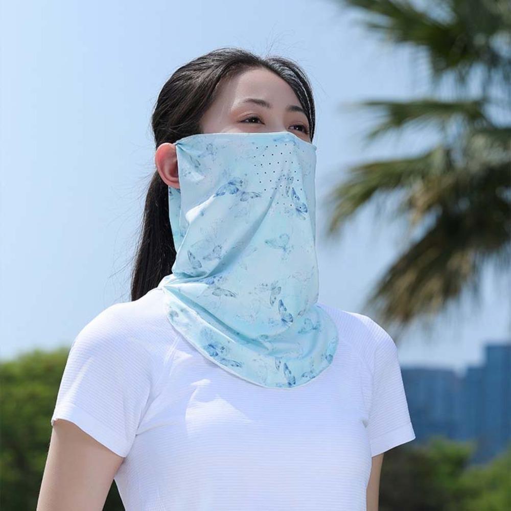 3pcs UPF50+ Ice Silk Sunscreen Sleeves Breathable Women Sunscreen Veil  Neck Wrap Cover