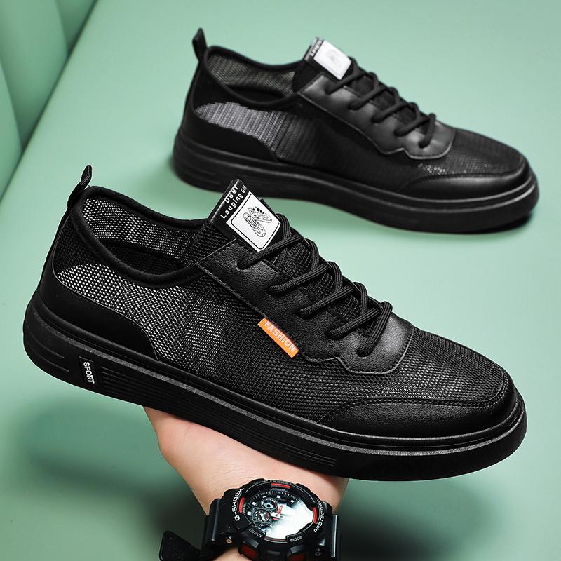 Summer Men Mesh Lightweight Sports and Casual Walking Shoes with  Pockets 2025 Breathable Flat Skate Shoes Zapatillas Hombre