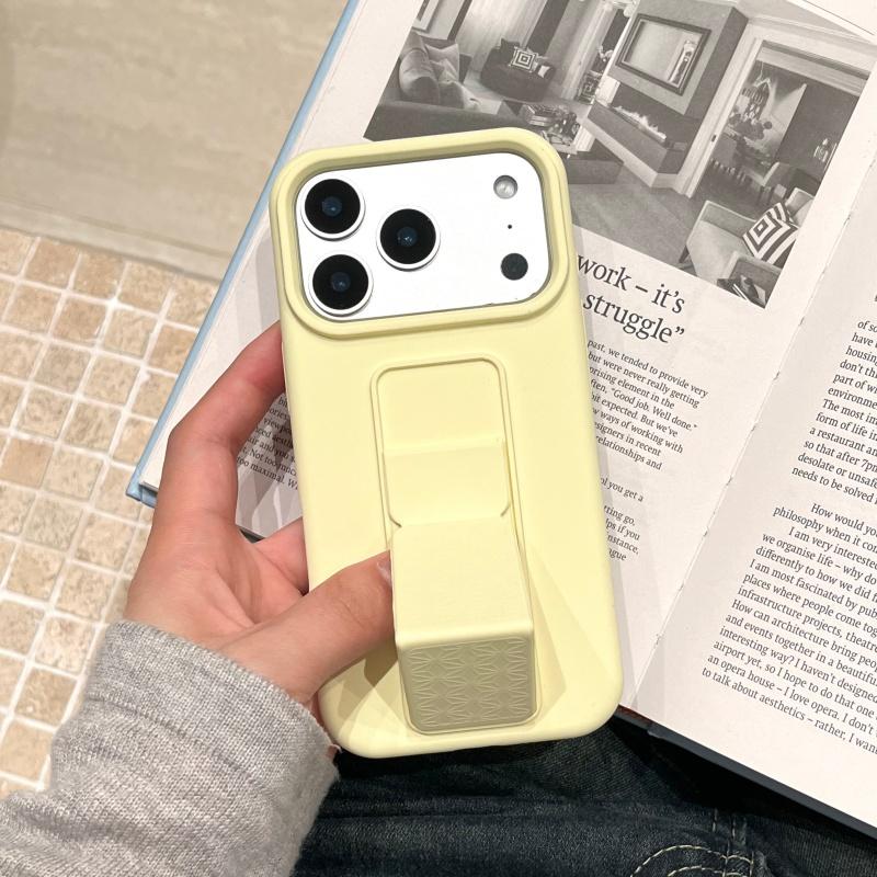 Original Liquid Bracket Folding Candy Case For iPhone 17 Air 16 15 14 Plus 13 12 11 Pro Max Plain Color Shockproof Smooth Cover