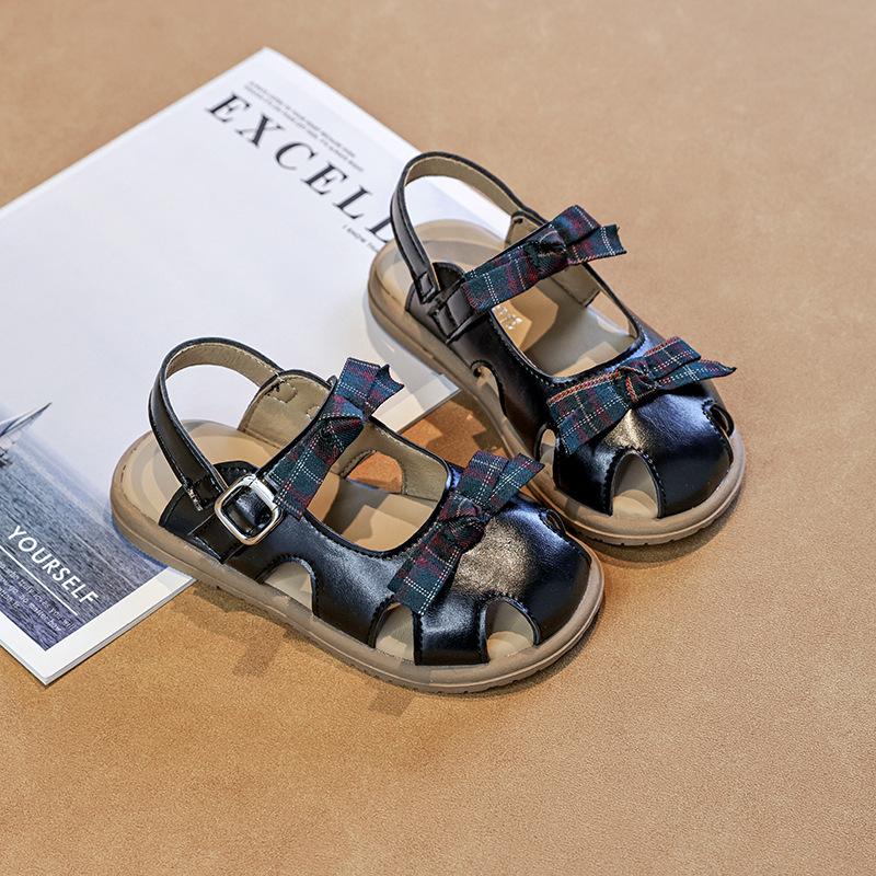 2026 Fashion Baby Non-slip Closed-Toe Roman Sandals: Soft Sole Bow Design for Girls' Summer Style