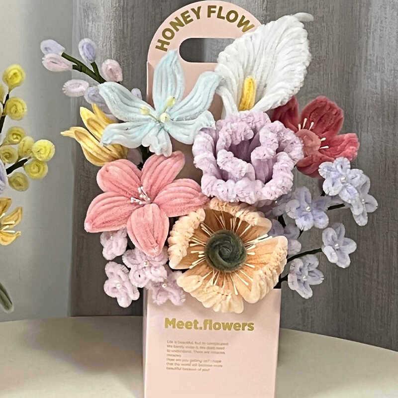 Kit de bouquet de fleurs avec attache torsadée fait main - Cadeau DIY pour enseignants et amis
