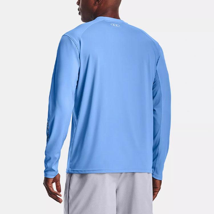 Under Armour Logo Print Training Round Neck Long Sleeve T-Shirt Men Tops Carolina-Blue 1361272-475