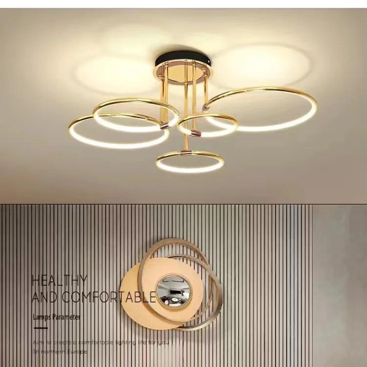 Modern minimalist led chandelier light luxury art gold circle livingroom restaurant bedroom kitchen home decor hanging Lights