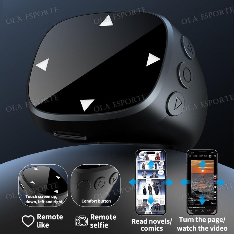 Remote Control for Short Video, Touch Screen Page Turner for IOS Phone, Bluetooth Camera Video Recording Remote, Scrolling Rings