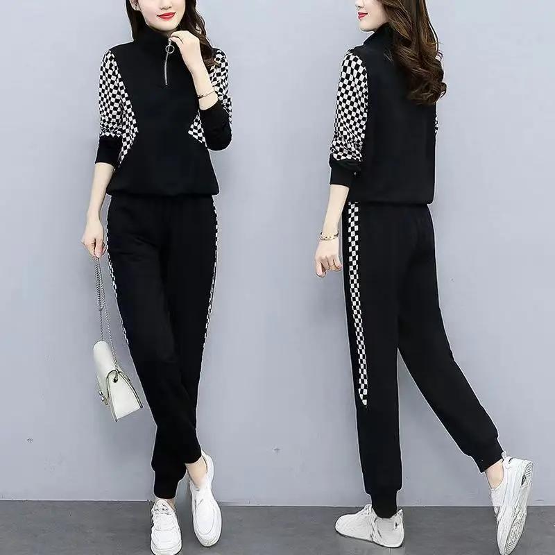 Jogging Suits for Women Tracksuits Western-style Suits Spring Autumn  Sweatshirt Age-reducing Leggings Sports Two-piece Set