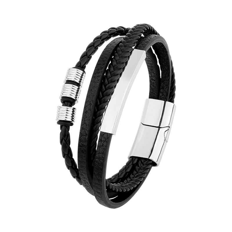 Daili High Quality Weave Charm Bracelet Zinc Alloy Silver Plated Geometric Trendy Men s Fashion Accessories Gift 7.5cm&Classic