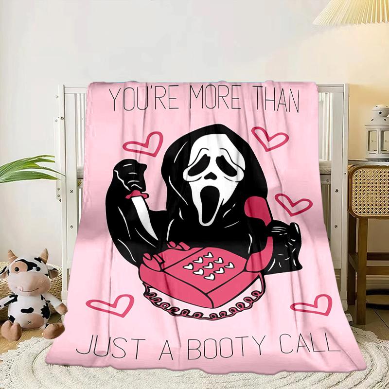 Ghostface Greetings Poster Blanket Flannel Blanket for Bed, Sofa, Camping, Hiking, Picnic Essentials, Gift for Family Fan Gifts
