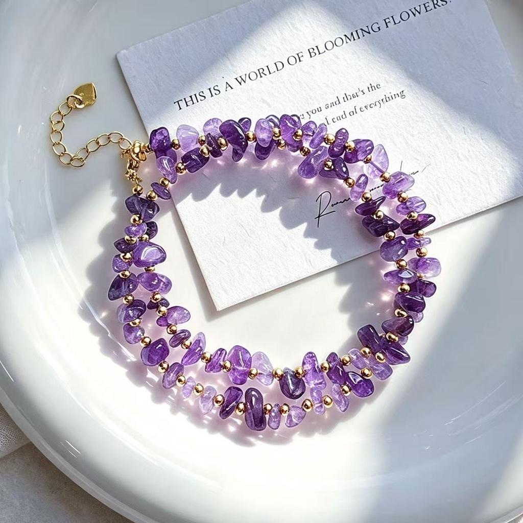 Exquisite Natural Purple Amethyst Clavicle Necklace Choker