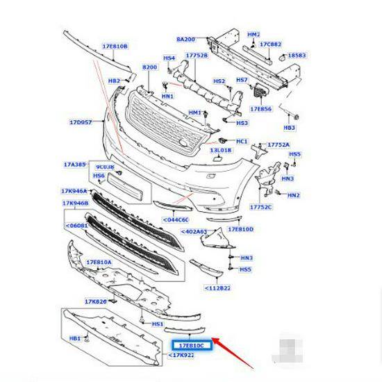 Front Bumper Corner LR093514/LR093513 for 2017 Range Rover Velar