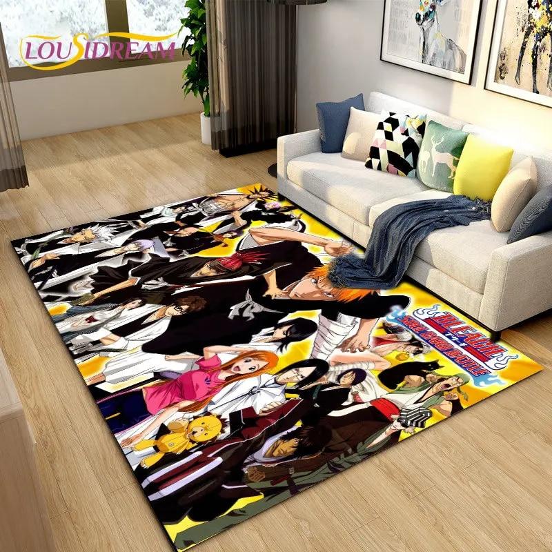 Bleach Japan Anime Cartoon Area Tapete Grande, Tapete de Carpete para Sala de Estar Quarto Sofá Capacho Decoração, Tapete de Piso Antiderrapante para Brincar de Criança