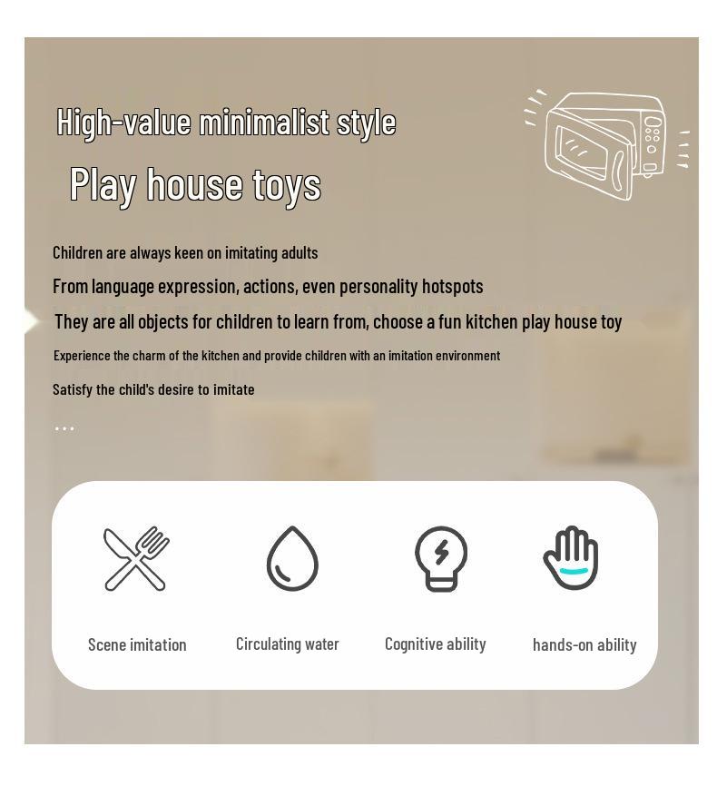 Wooden Playhouse with Water Circulating Fridge, Light & Sound Cooking Stove, Baby Toys Playground