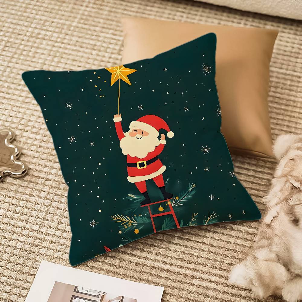 Weihnachts-Spezial Kissenbezug Seidig Kurzer Plüsch Mit Unsichtbarem Reißverschluss Staubdicht Sofa Kissenbezug
