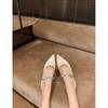 Pointed Rhinestone Word with Light Mouth Low Heel Mary Jane Shoes Women's Small Thick Heel Single Shoes