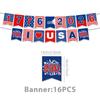 USA 250th Anniversary Party Supplies Set: Festival Decorations, Paper Plates, and Tablecloth.