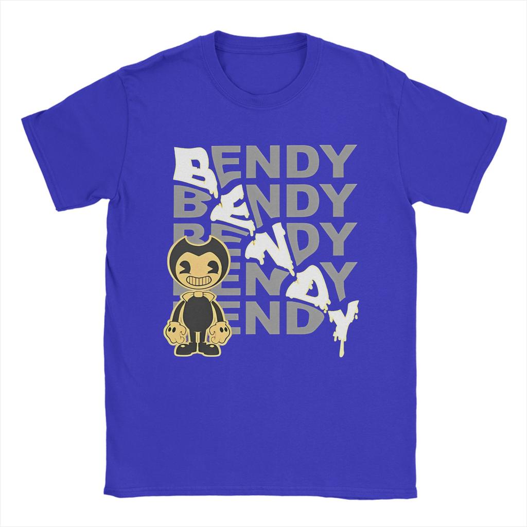 Bendy Cartoon TShirt Unisexs 100Cotton Top Tee Funny Game Crewneck Short Sleeve