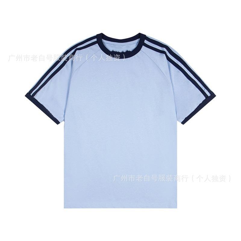 25SS American Trendy Brand Summer New Small Label Letter Embroidery Simple Loose and Versatile Men and Women Couples with the Same Short Sleeves
