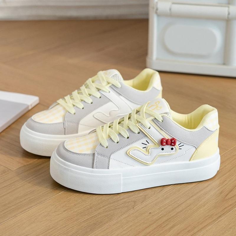College style cute plaid white shoes dopamine color fashion women's shoes INS tide board shoes